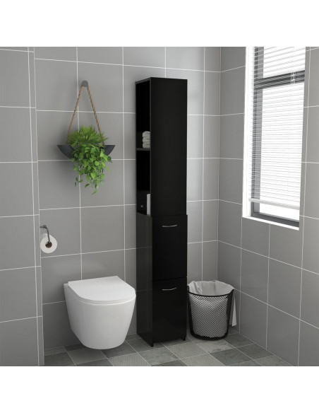 Armadietto da Bagno Nero 25x26,5x170 cm in Legno Multistrato