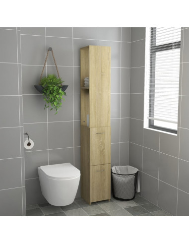 Armadietto Bagno Rovere Sonoma 25x26,5x170 cm Legno Multistrato