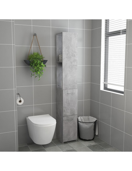 Armadietto Bagno Grigio Cemento 25x26,5x170cm Legno Multistrato