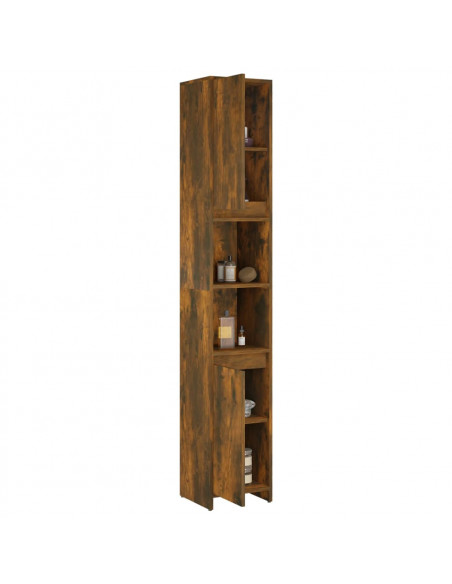 Armadietto Bagno Rovere Fumo 30x30x183,5cm Legno Ingegnerizzato