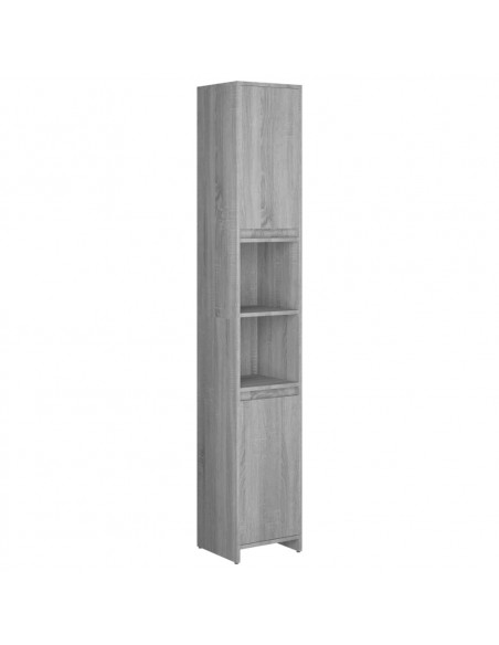 Armadio Bagno Rovere Grigio 30x30x183,5cm Legno Ingegnerizzato