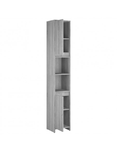 Armadio Bagno Rovere Grigio 30x30x183,5cm Legno Ingegnerizzato