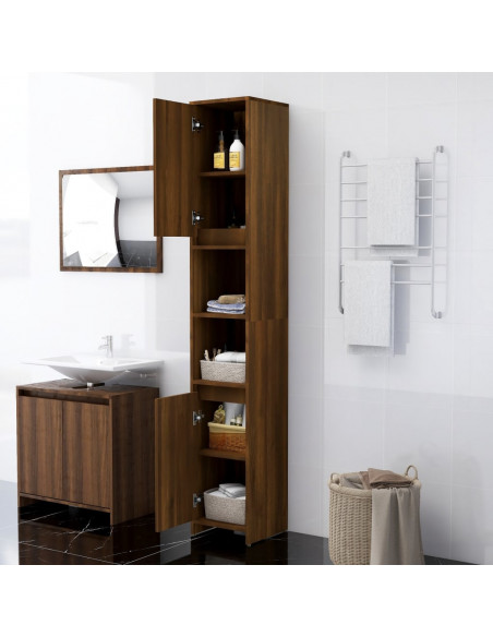 Armadio Bagno Rovere Marrone 30x30x183,5cm Legno Ingegnerizzato