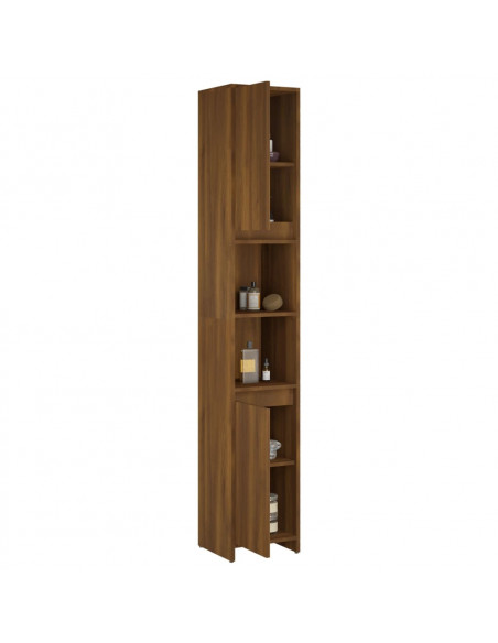 Armadio Bagno Rovere Marrone 30x30x183,5cm Legno Ingegnerizzato