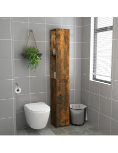 Armadietto Bagno Rovere Fumo 25x26,5x170cm in Legno Multistrato 2
