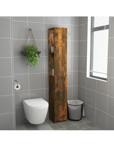 Armadietto Bagno Rovere Fumo 25x26,5x170cm in Legno Multistrato
