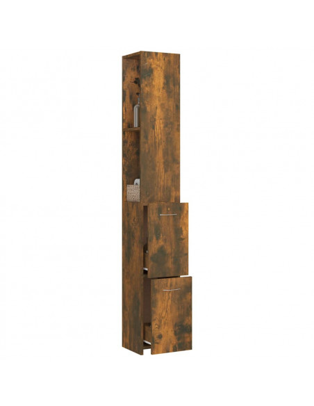 Armadietto Bagno Rovere Fumo 25x26,5x170cm in Legno Multistrato
