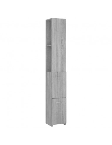 Armadietto Bagno Grigio Sonoma 25x26,5x170 cm Legno Multistrato
