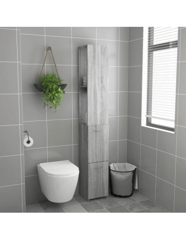 Armadietto Bagno Grigio Sonoma 25x26,5x170 cm Legno Multistrato
