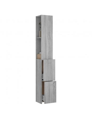 Armadietto Bagno Grigio Sonoma 25x26,5x170 cm Legno Multistrato