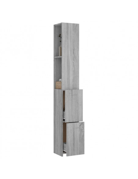 Armadietto Bagno Grigio Sonoma 25x26,5x170 cm Legno Multistrato
