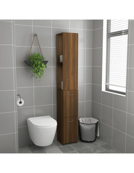 Armadietto Bagno Rovere Marrone 25x26,5x170cm Legno Multistrato