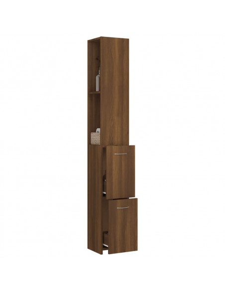 Armadietto Bagno Rovere Marrone 25x26,5x170cm Legno Multistrato
