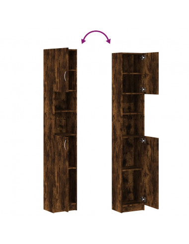 Armadietto Bagno Rovere Fumo 32x25,5x190 cm Legno Multistrato
