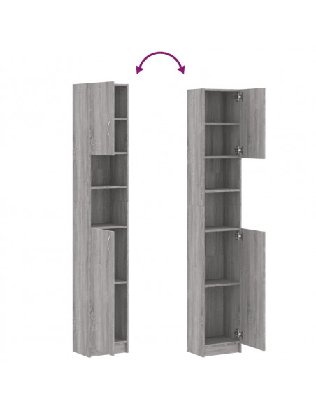 Armadietto Bagno Grigio Sonoma 32x25,5x190 cm Legno Multistrato