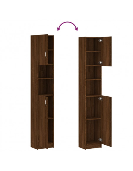 Armadietto Bagno Rovere Marrone 32x25,5x190cm Legno Multistrato