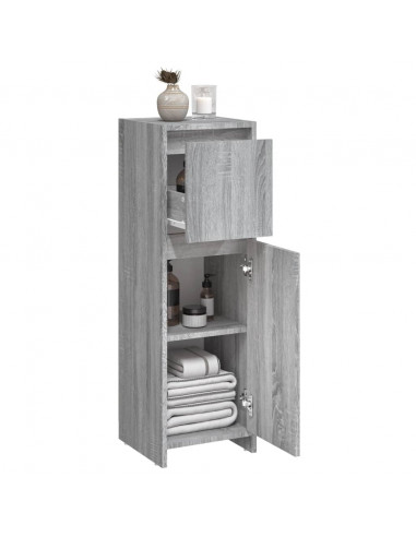 Armadietto Bagno Grigio Sonoma 30x30x95 cm in Legno Multistrato
