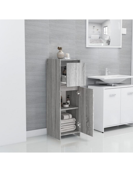 Armadietto Bagno Grigio Sonoma 30x30x95 cm in Legno Multistrato
