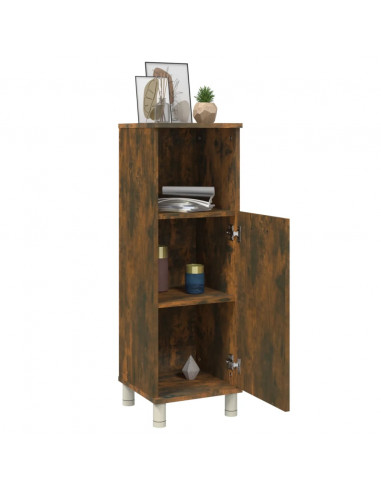 Armadietto Bagno Rovere Fumo 30x30x95 cm in Legno Multistrato