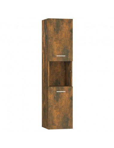 Armadietto Bagno Rovere Fumo 30x30x130 cm in Legno Multistrato