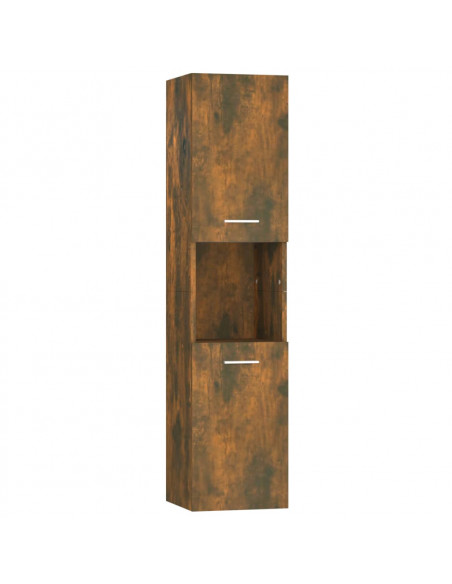 Armadietto Bagno Rovere Fumo 30x30x130 cm in Legno Multistrato