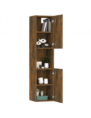 Armadietto Bagno Rovere Fumo 30x30x130 cm in Legno Multistrato