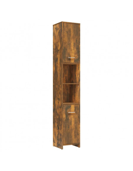 Armadietto Bagno Rovere Fumo 30x30x183,5cm Legno Ingegnerizzato