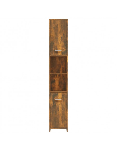 Armadietto Bagno Rovere Fumo 30x30x183,5cm Legno Ingegnerizzato