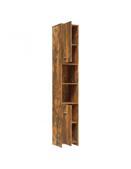 Armadietto Bagno Rovere Fumo 30x30x183,5cm Legno Ingegnerizzato