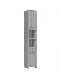 Armadietto Bagno Grigio Sonoma 30x30x183,5 cm Legno Multistrato 2