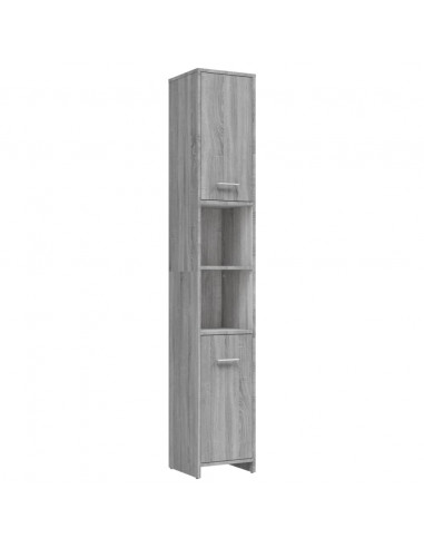 Armadietto Bagno Grigio Sonoma 30x30x183,5 cm Legno Multistrato