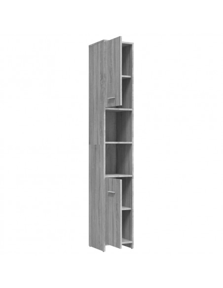 Armadietto Bagno Grigio Sonoma 30x30x183,5 cm Legno Multistrato
