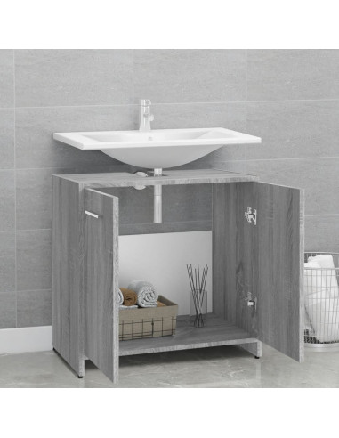Armadietto Bagno Grigio Sonoma 60x33x60 cm in Legno Multistrato