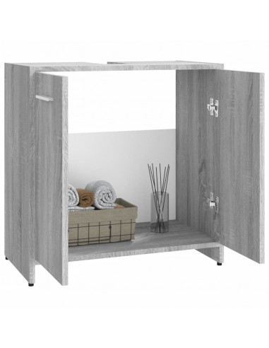 Armadietto Bagno Grigio Sonoma 60x33x60 cm in Legno Multistrato