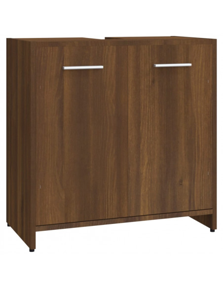 Armadietto Bagno Rovere Marrone 60x33x60cm Legno Ingegnerizzato