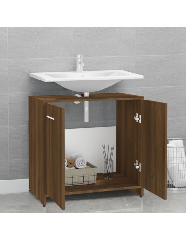 Armadietto Bagno Rovere Marrone 60x33x60cm Legno Ingegnerizzato