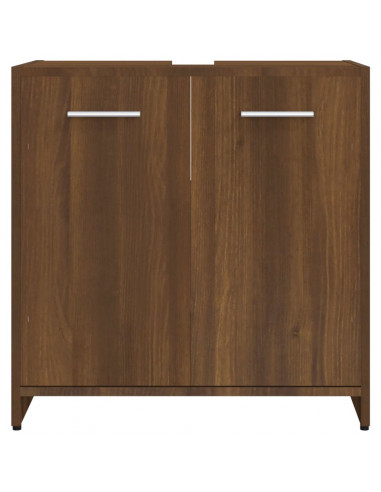 Armadietto Bagno Rovere Marrone 60x33x60cm Legno Ingegnerizzato