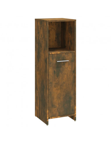 Armadietto Bagno Rovere Fumo 30x30x95 cm in Legno Multistrato