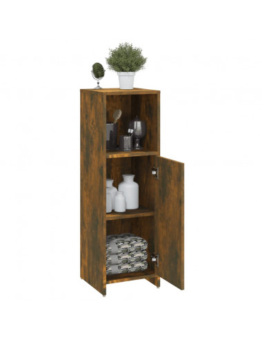 Armadietto Bagno Rovere Fumo 30x30x95 cm in Legno Multistrato