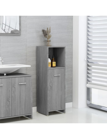 Armadietto Bagno Grigio Sonoma 30x30x95 cm in Legno Multistrato