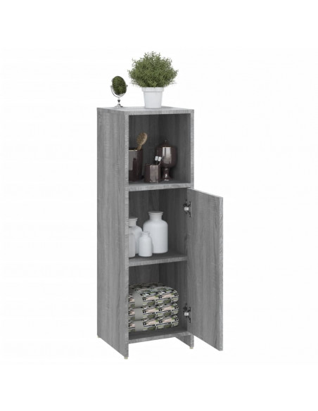 Armadietto Bagno Grigio Sonoma 30x30x95 cm in Legno Multistrato