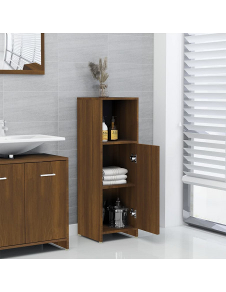 Armadietto Bagno Rovere Marrone 30x30x95cm in Legno Multistrato