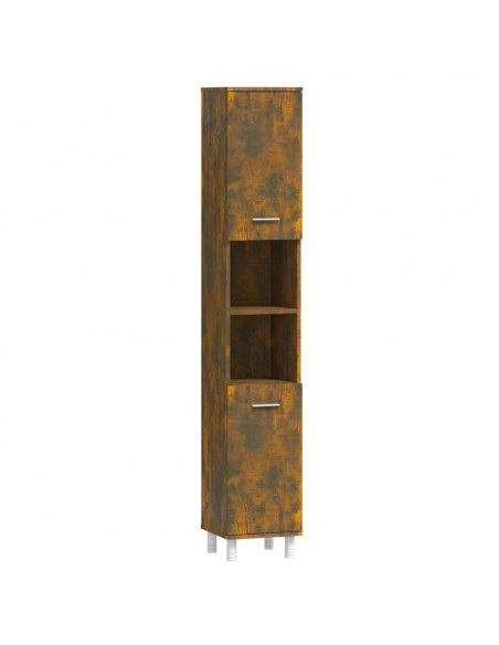 Armadietto Bagno Rovere Fumo 30x30x179 cm in Legno Multistrato