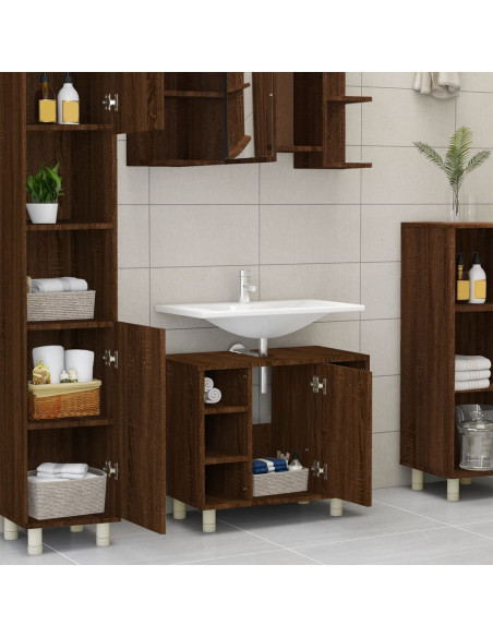 Armadietto Bagno Rovere Marrone 60x32x53,5 cm Legno Multistrato