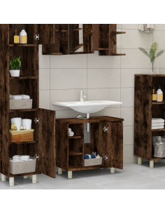 Armadietto Bagno Rovere Fumo 60x32x53,5 cm in Legno Multistrato 2