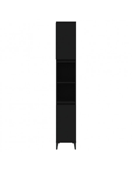 Armadietto da Bagno Nero 30x30x190 cm in Legno Multistrato
