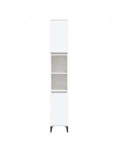 Armadietto da Bagno Bianco 30x30x190 cm in Legno Multistrato 2