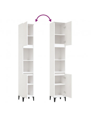 Armadietto da Bagno Bianco 30x30x190 cm in Legno Multistrato