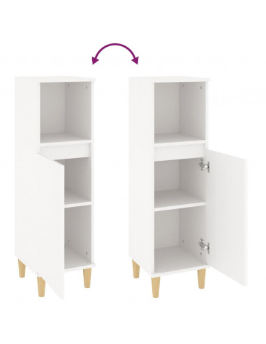 Armadietto da Bagno Bianco 30x30x100 cm in Legno Multistrato