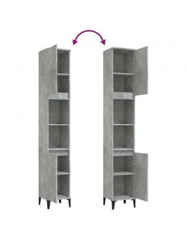 Armadietto Bagno Grigio Cemento 30x30x190 cm Legno Multistrato